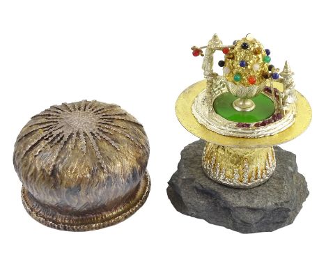 Christopher Nigel Lawrence limited edition silver and parcel gilt surprise mushroom, the textured domed cover opening to reve