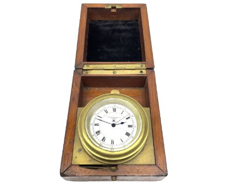 Early 20th century English lever deck watch c 1915-20 in a silver case with a 45mm enamel dial, Roman numerals, second/minute