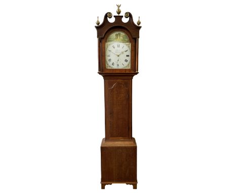 Thirty-hour oak cased longcase clock by  William Bancroft of Scarborough circa 1830, with a swan�s neck pediment, brass pater