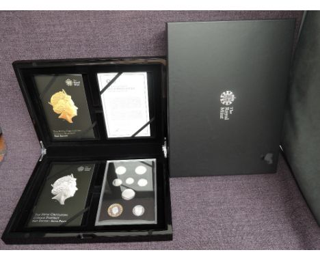 A Royal Mint 2015 United Kingdom Silver Proof Coin Set , The Fifth Circulating Coinage Portrait First Edition, eight coins wi