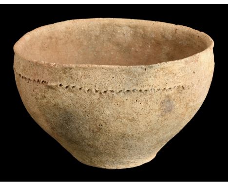 Bronze-Age, Palestine-Holy Land, terracotta Bowl, c. 3100-2900 BC, 15.5cm x 24.5cm, moulded design with punched decoration ar