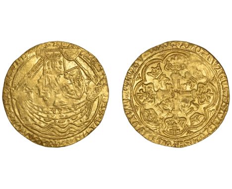Henry IV (1399-1413), Light coinage, Noble, type V, London, mm. cross pattée on rev. only, nothing on rudder, annulet and tre