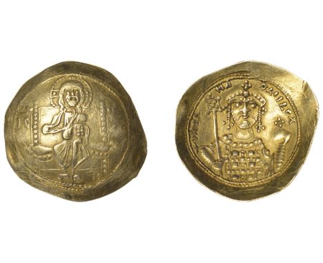 Byzantine Coinage, Michael VII, Histamenon Nomisma, Constantinople, Christ Pantokrator enthroned facing, rev. crowned bust fa