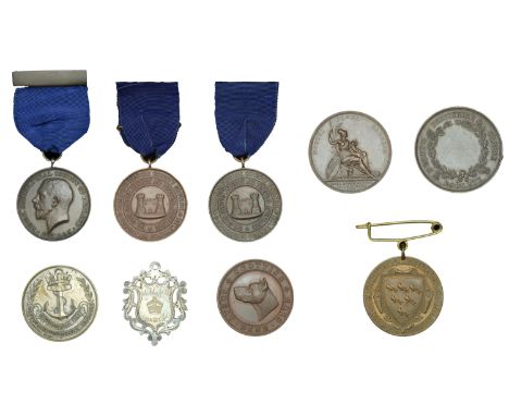 Royal Dublin Society, a copper award medal, unsigned, un-named, 43mm; Derby & Derbyshire Canine Society, a bronze award medal