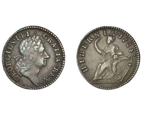 Ireland, George I, Wood’s coinage, Halfpenny, 1724, stop after date (Martin 4.51/K4; S 6601). Light surface deposits and scra