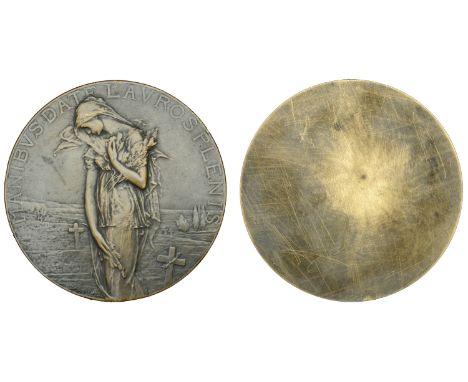 FRANCE, Monument aux Morts de Montgeron, c. 1920, a uniface bronze medal by P.-M. Dammann, standing robed female to left, reg