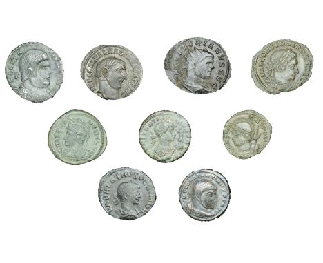 Roman Imperial Coinage, Maximinus Daza, Follis, Antioch, 312, rev. Genius standing left, holding head of Sol and cornucopia, 