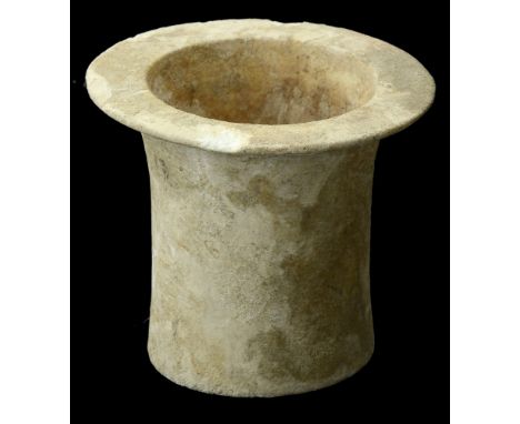 Bronze-Age, Near Eastern, alabaster Kohl Jar, 2nd millennium BC, 10.8cm x 9.7cm, tubular body with flared rim and flat base. 