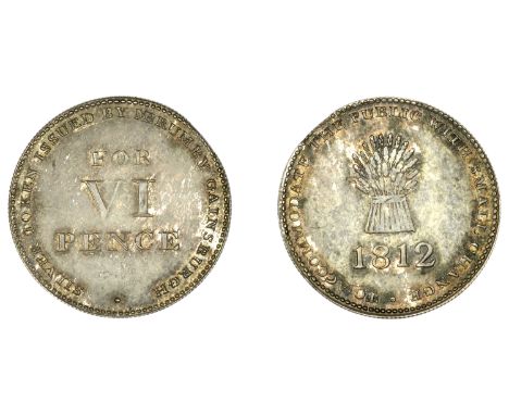 Lincolnshire, Gainsborough, Martin Brumby, Sixpence, value, rev. wheatsheaf, edge grained, 1.85g/12h (D 10). About extremely 