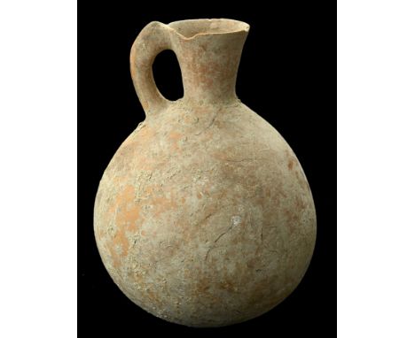 Bronze-Age, Amlash culture (Iran), red Terracotta Jug, 1st millenium BC, 18.5cm x 13.5cm, globular body with flat base, short