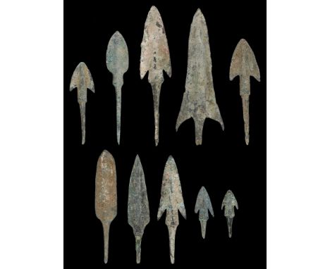 Bronze-Age, Luristan, tanged Arrowheads of various types, c. 8th cent. BC (10), some with barbs [10]. All intact  £80-£100  -