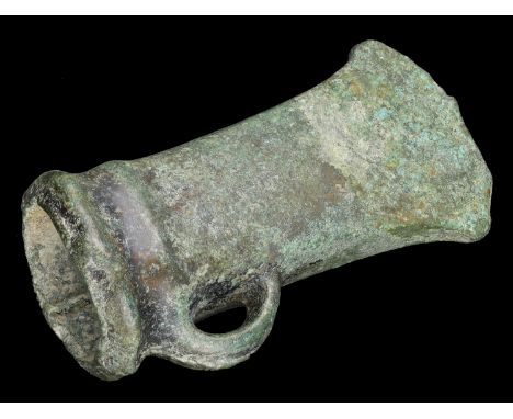 Bronze-Age, Socketed Axe, c. 1000-800BC, 8.5cm x 4.5cm, complete with integrally cast loop at the side, mouth with a collar a