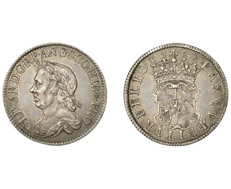 Oliver Cromwell, Shilling, 1658 (Lessen J28; ESC 254; S 3228). Light surface marks, otherwise good very fine £1,000-£1,500