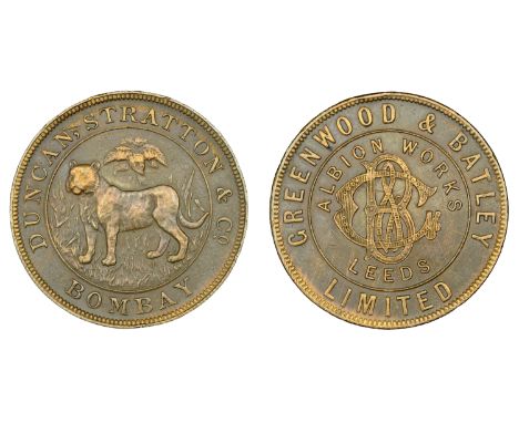 India, Bombay, Duncan, Stratton and Co, bronze coining trial or proving piece for a Rupee by Greenwood & Batley Ltd, Leeds, g