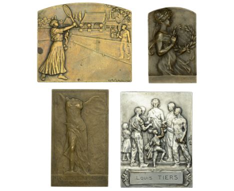 FRANCE, Le Tennis, 1914, a bronze award plaque by R. Baudichon, un-named, 68 x 58mm (CGMP p.25); Caisse d’Épargne de Roubaix,