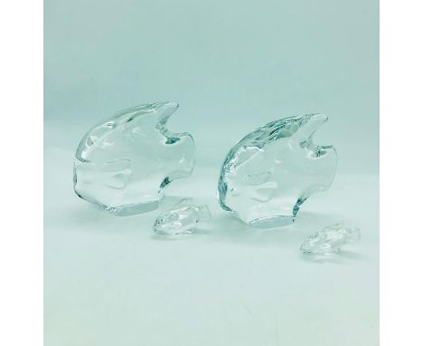 Two large and two small glass fish by Goebel 1986