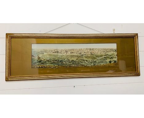 Panorama picture of Jerusalem with gilt frame and surround 