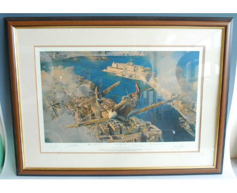 After Robert Taylor, (b.1951), Malta - George Cross, Spitfire edition print no. 293/300, signed by the artist and further sig