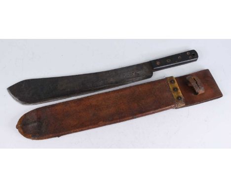 A WW II British Army jungle machete, the 37cm blade stamped S &amp; J Kitchen. Ltd Sheffield, 1945, having two piece composit