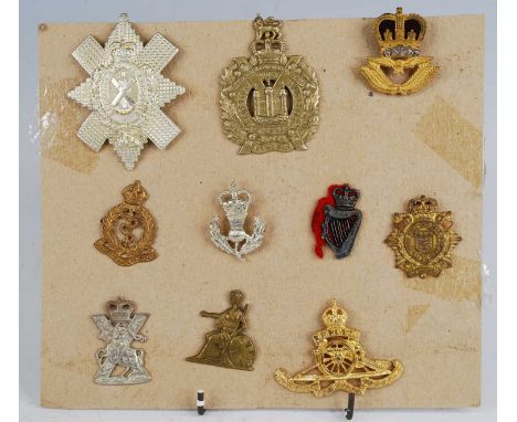A small collection of cap and collar badges, to include King's Own Scottish Boarderers, Royal Army Medical Corps and Blackwat