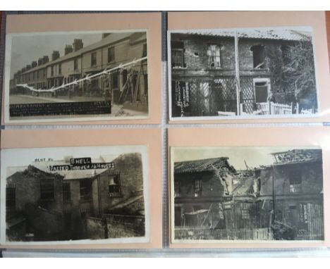 SUFFOLK: ALBUM WITH A COLLECTION LOWESTOFT WW1 BOMBARDMENT, ZEPPELIN RAID AND WW2 BOMB DAMAGE. (56). 