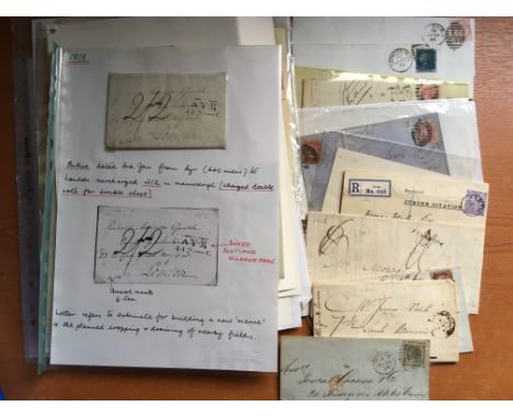 GB: FILE BOX COVERS AND CARDS, ESSEX POSTAL HISTORY, 1820 CONVEX 'INGATESTONE', 1857 PRICES CURRENT EL LIVERPOOL TO VIRGINIA 