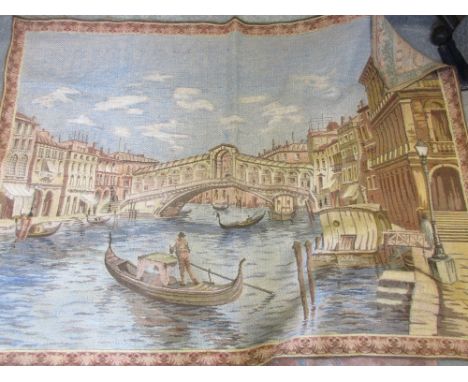 Machine woven tapestry panel, view of the Rialto Bridge, Venice