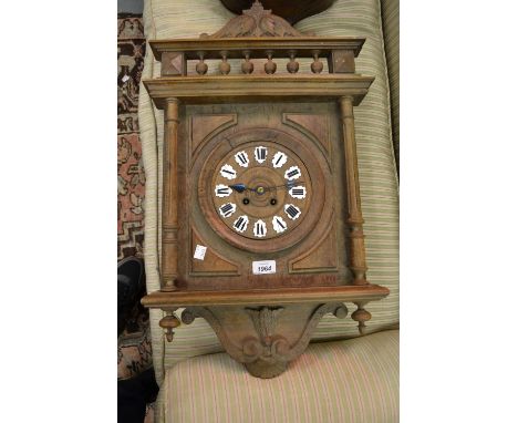 French two train wall clock, the dial with raised Roman cartouche enamel numerals
