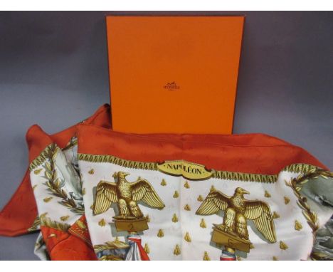 Hermes Napoleon pattern silk scarf in original box