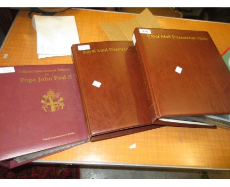 Two Royal Mail presentation pack albums of First Day covers, together with another album containing a collection of various F