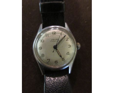 Gentleman's mid 20th Century Baume automatic wristwatch, the stainless steel case with silvered dial, Arabic numerals and swe