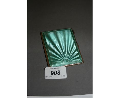 Birmingham silver green enamelled cigarette case (small chip to enamel)