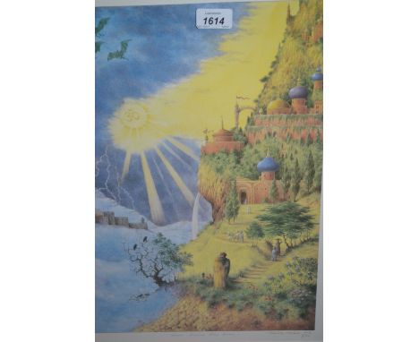 Keith West, Limited Edition No. 602 from 850, coloured print entitled ' Here Comes the Sun ', 18ins x 12ins, in a silver gilt