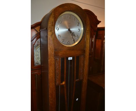 1930's Oak longcase clock with a three train weight driven movement