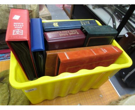 Quantity of various albums of First Day postal covers, together with two albums of World stamps