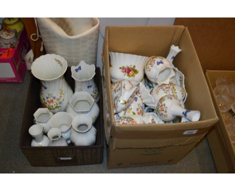 Collection of approximately thirty items of modern Aynsley floral decorated bone china, including: boxes, figures, trinket di