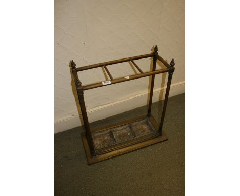 Early 20th Century brass three division stick stand