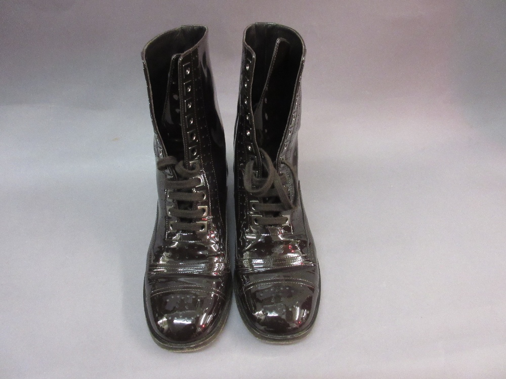 chanel patent boots