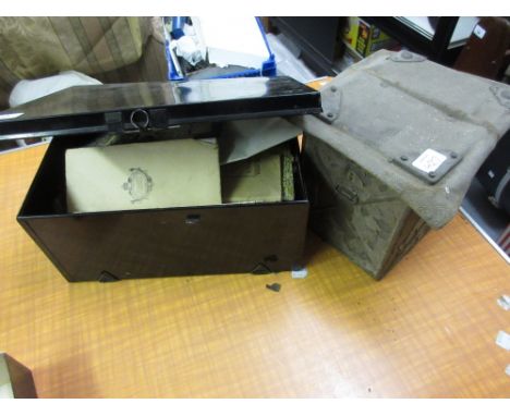 Mid 20th Century Army field signalling box together with a quantity of various maps