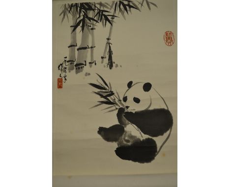 20th Century Chinese scroll painting of a panda