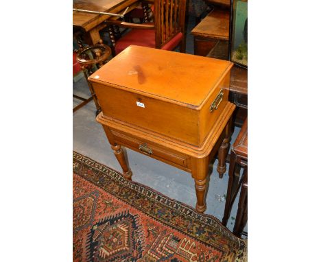 19th Century North Eastern railway honey coloured oak ticket box, the hinged lid enclosing a void interior with divided slidi