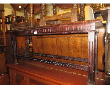 20th Century rectangular hardwood bench seat on square cut moulded supports with stretchers