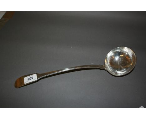 George III Dublin silver large Fiddle pattern ladle, 1804, makers mark W.W.