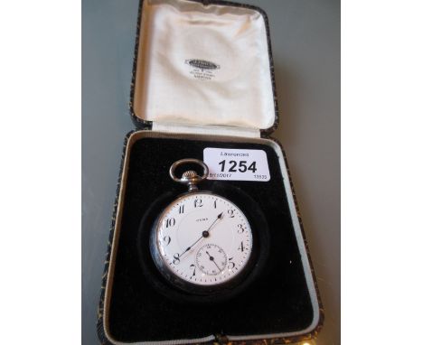 Cyma Continental silver cased Niello decorated crown wind open face pocket watch, the enamel dial with Arabic numerals and su
