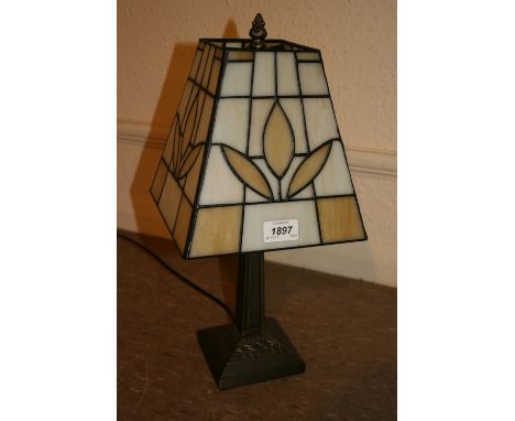 Reproduction Art Deco table lamp and a small similar hanging lantern