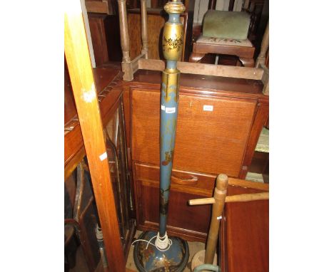 1920's Blue chinoiserie lacquer lamp standard