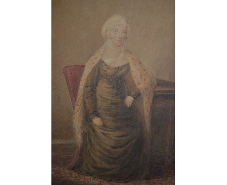 19th Century watercolour, portrait of Mary Hall, unframed, together with a quantity of various small unframed oils