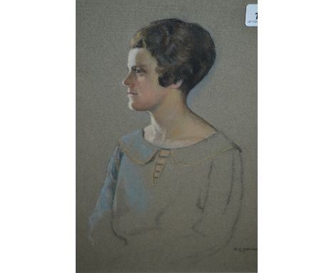 W.G. Johnson, pastel drawing, half length portrait of a lady in profile