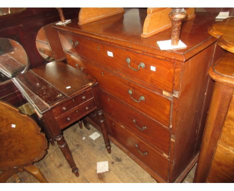 Late George III mahogany straight front chest of four graduated drawers with brass swan neck handles and bracket feet