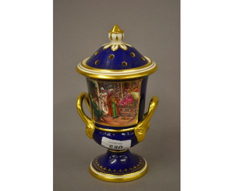 Spode ' The Constant Vase ', a Limited Edition painted with a panel depicting an Arabian scene, No. 136 of 250